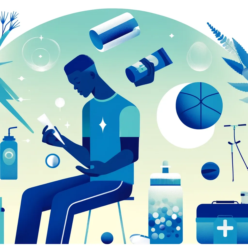 Illustration of a seated person surrounded by health symbols