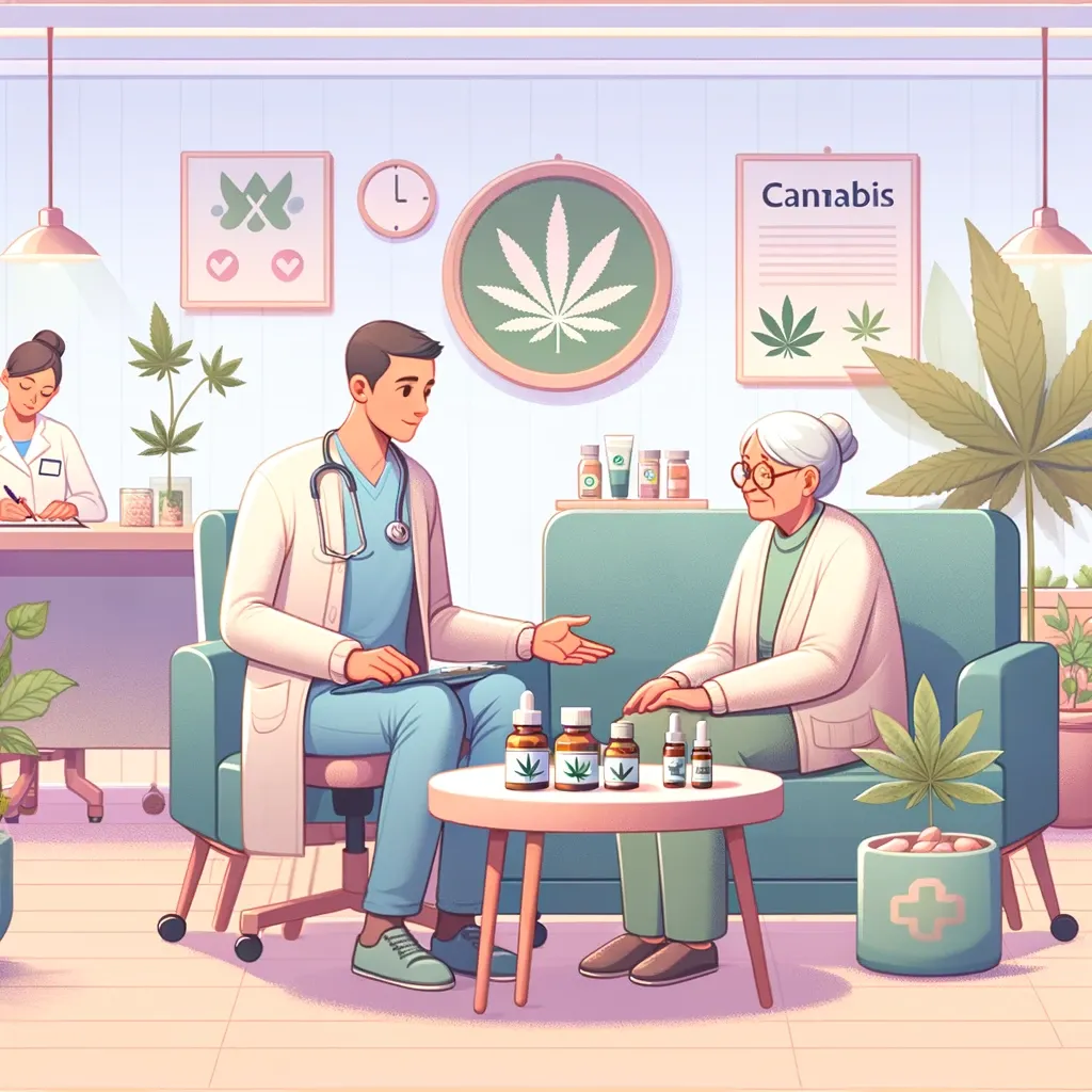 Illustration of a doctor speaking with an older patient