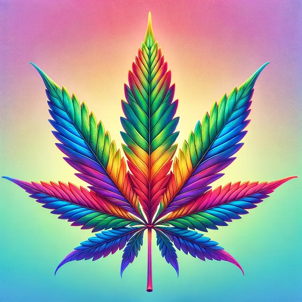 Cannabis leaf in rainbow colors