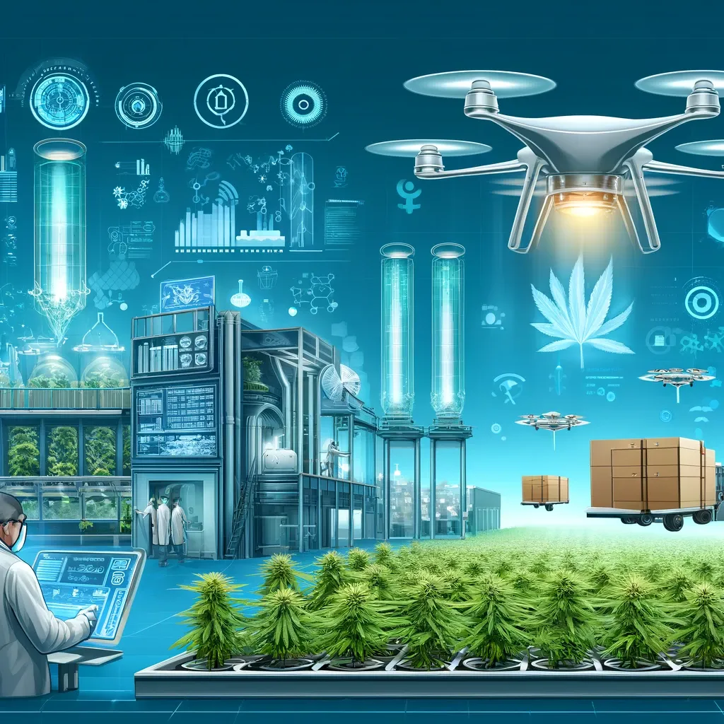 Futuristische Illustration automatisierter Geräte und Pflanzen